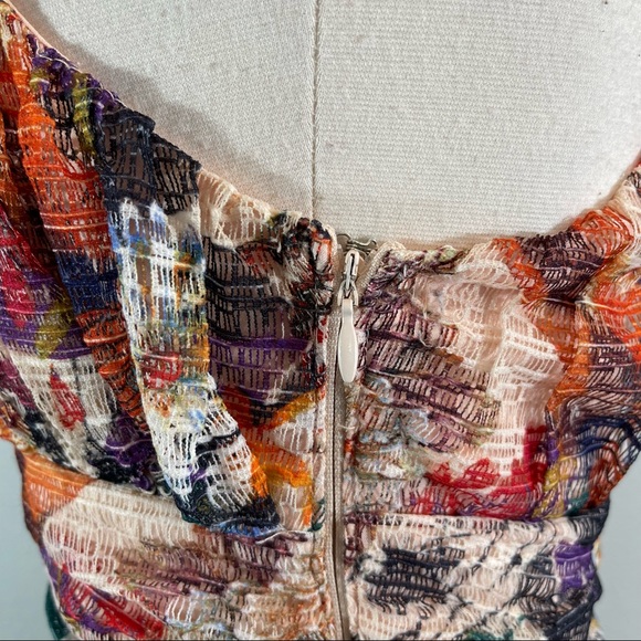 Anthropologie Maeve Mackenzie Spaghetti Strap Dress Floral Mesh Overlay, Size 0 - Picture 6 of 15